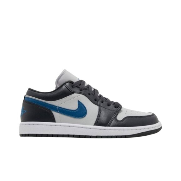 Womens Air Jordan 1 Low Basketball Shoes Size 8 Anthracite/Blue DC0774 040 NEW - Picture 2 of 7
